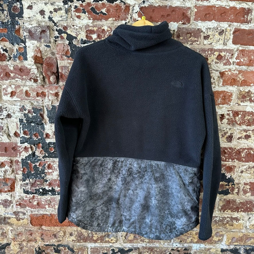 The North Face Riit Pullover Womens Medium Black Grey Fleece Cowl Neck