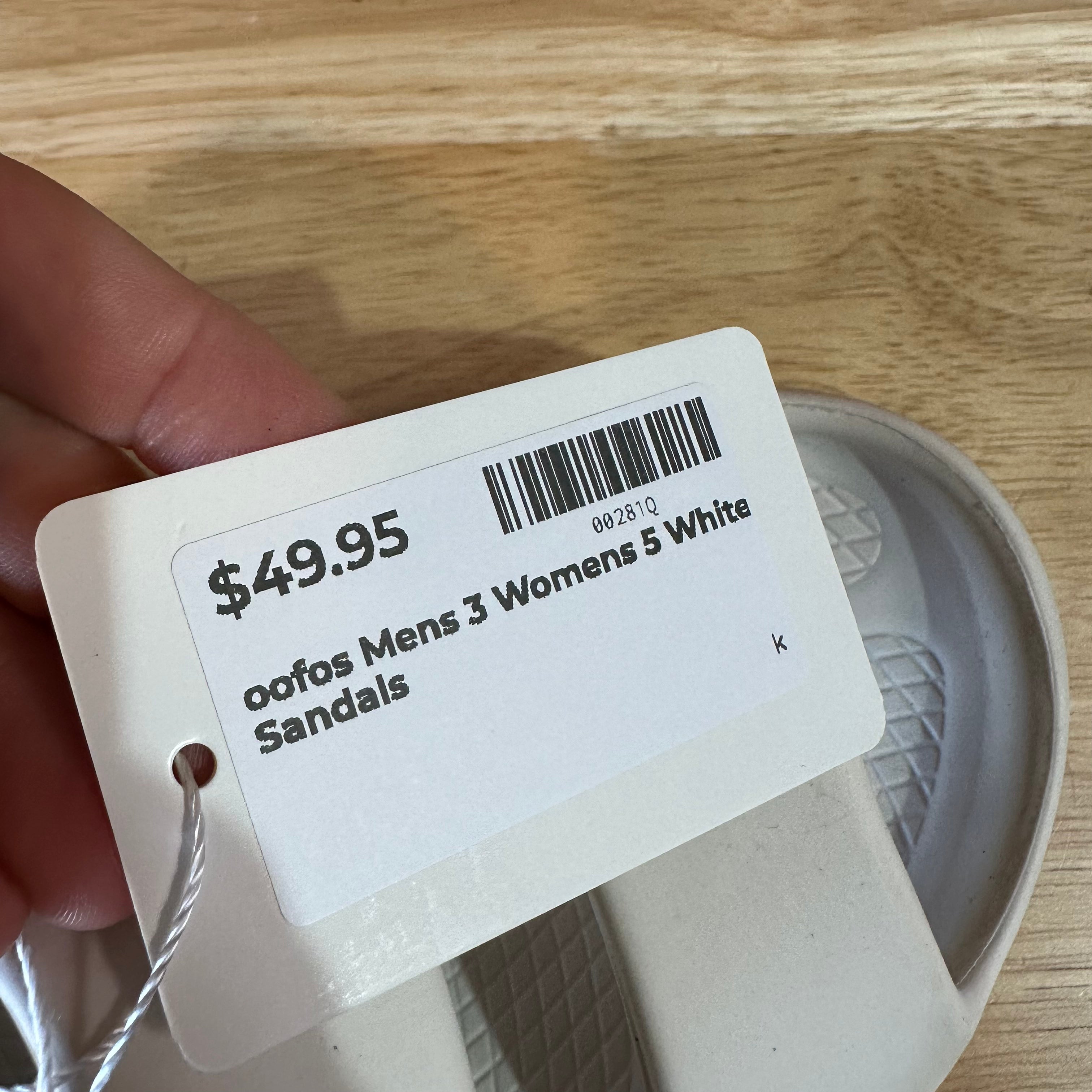 Oofos Mens 3 Womens 5 White Sandals NEW