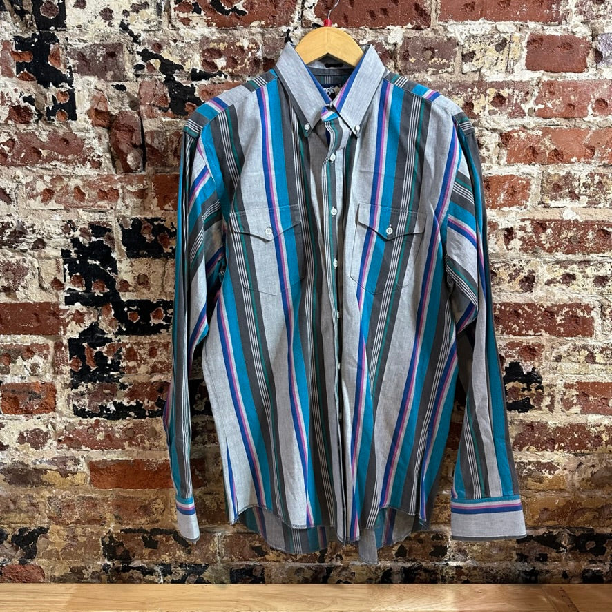 VTG Wrangler Men's Large Gray Western Shirt