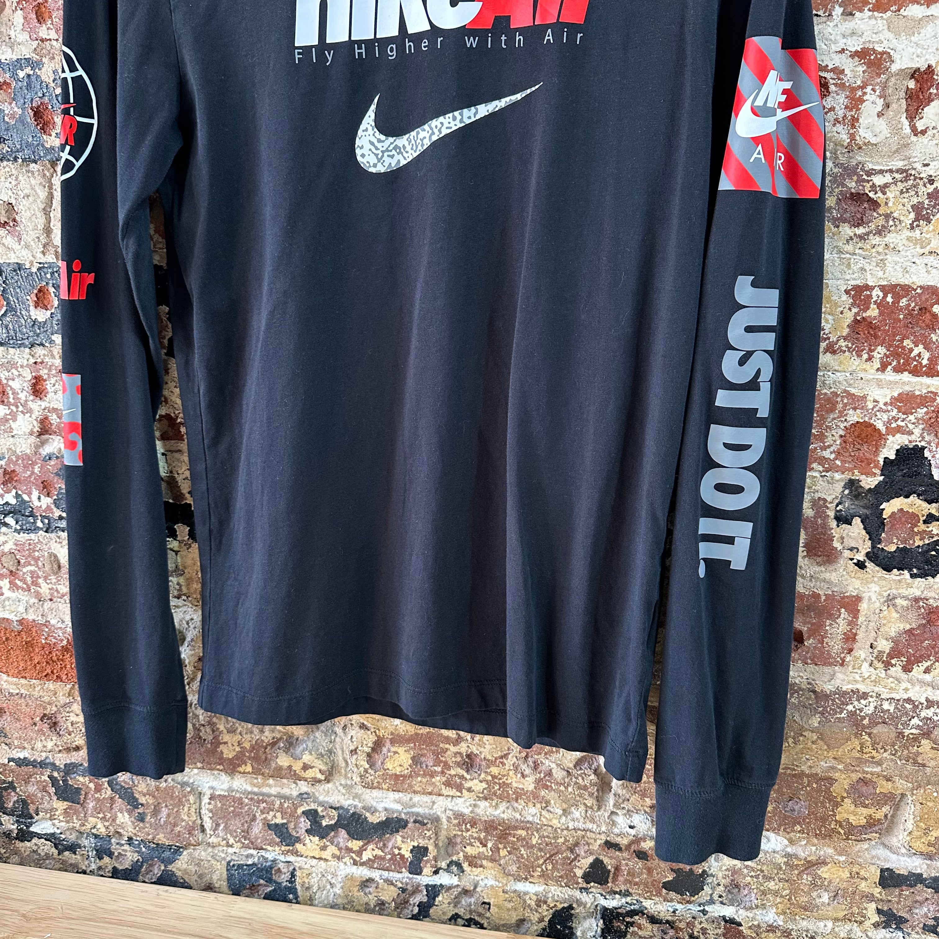 Nike Air Mens Size Small Black Long Sleeve T-Shirt Graphic