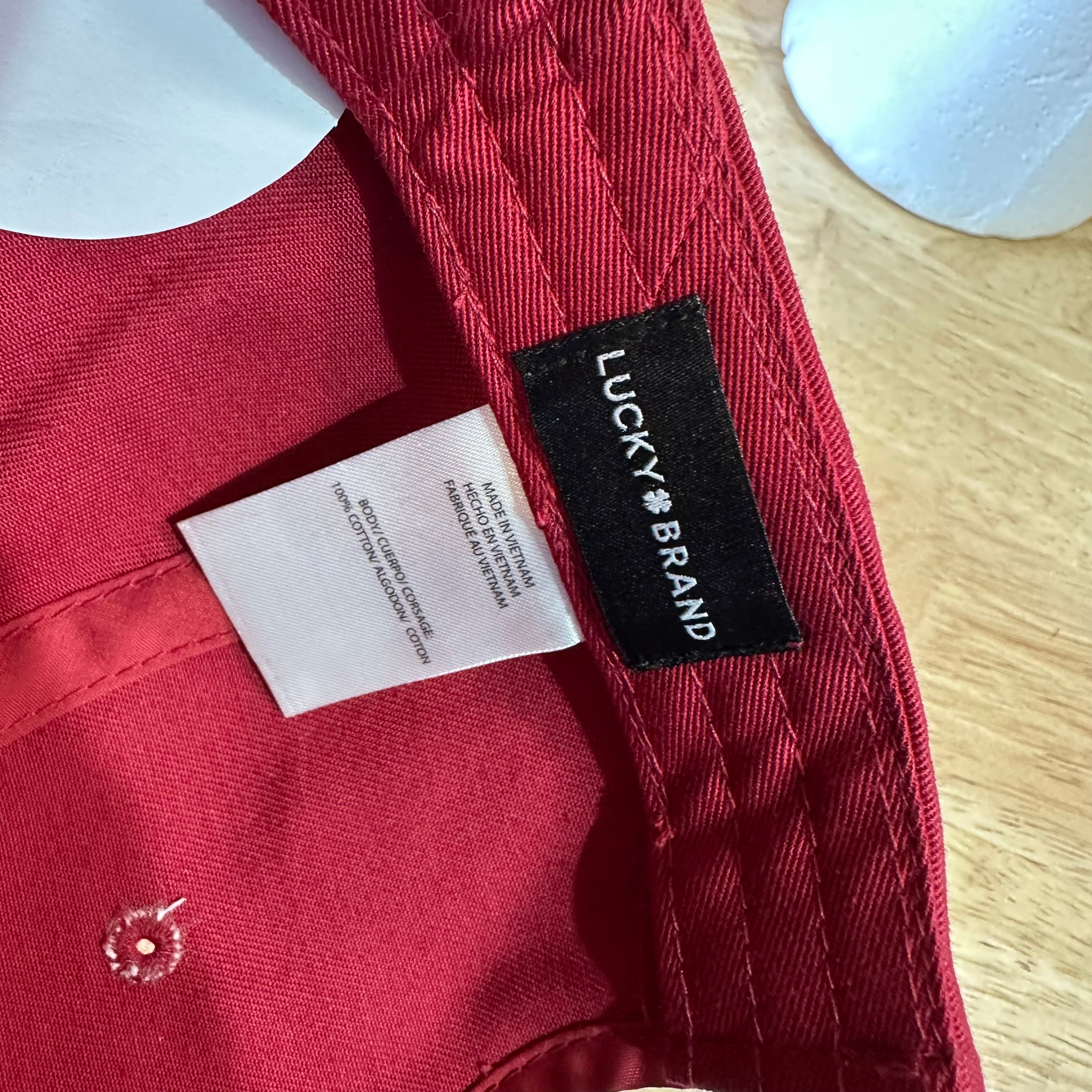 Lucky Brand Mens Red Varsity L Logo Snapback Hat Adjustable Cotton Baseball Cap