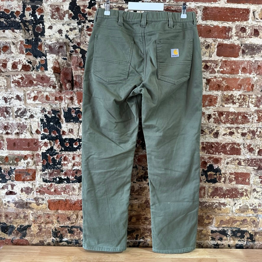 Carhartt Mens 32x32 Green Fleece Lined Pants