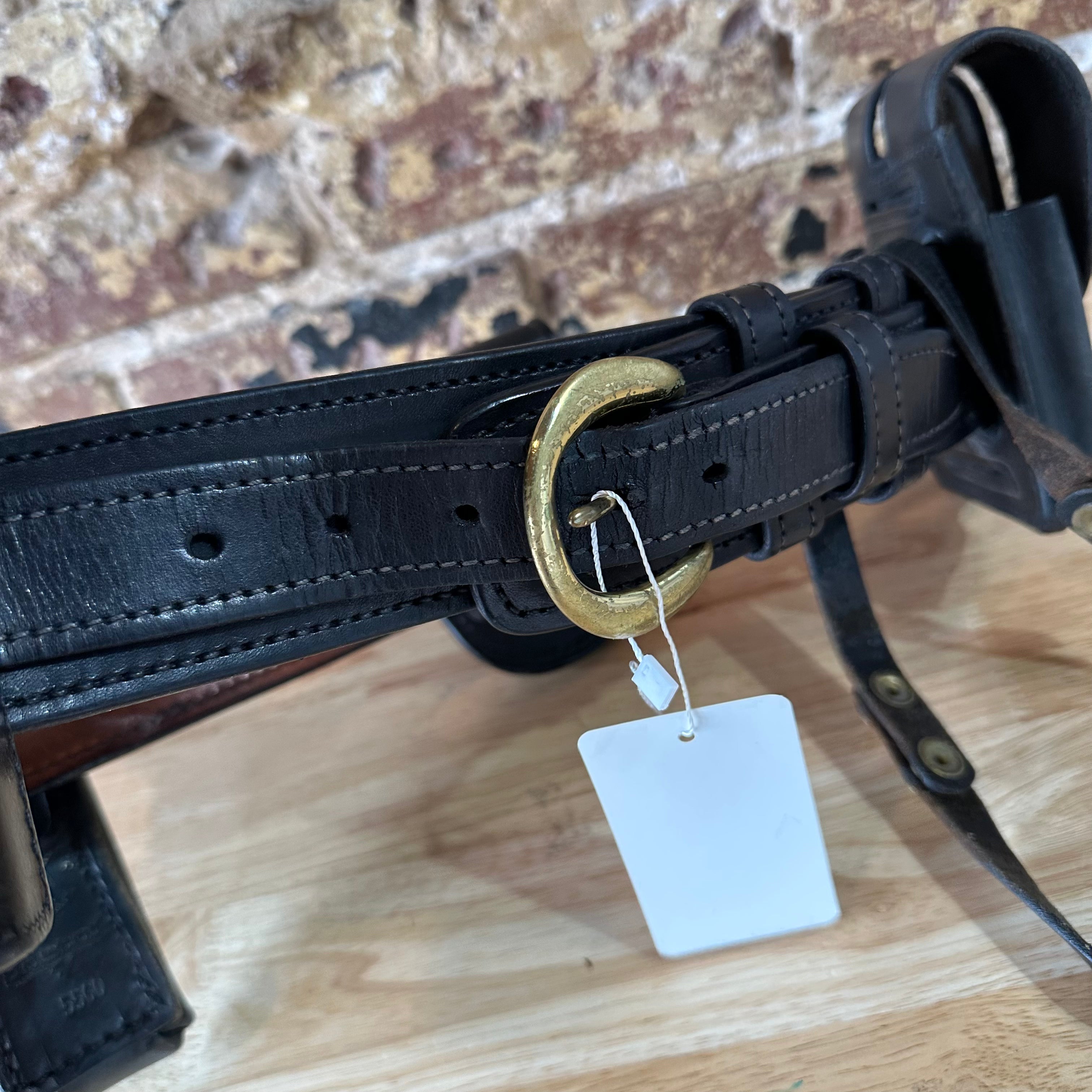 Vintage Strong Leather Revolver Holster Black Belt USA Made Duty Holders