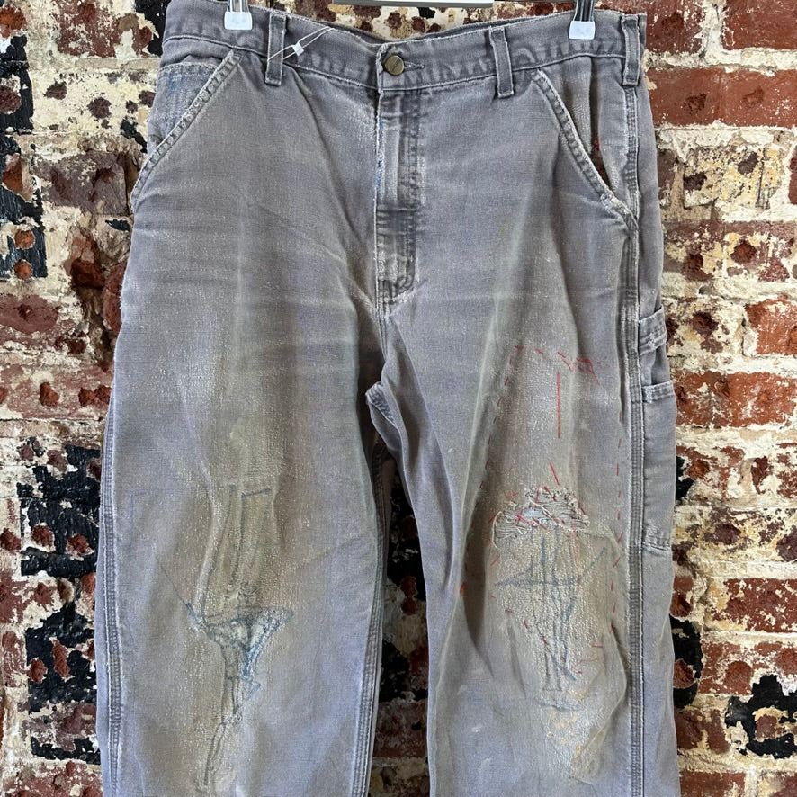 Carhartt Mens 34x32 Gray Pants