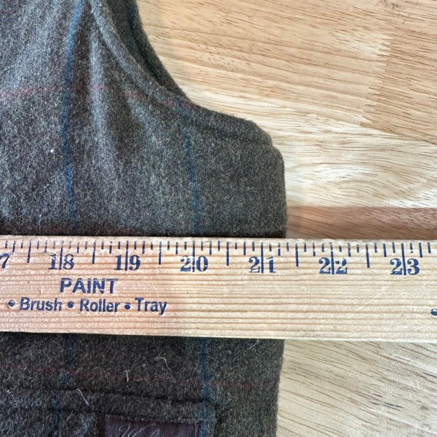 Woolrich Vest Mens Medium Wool Green Plaid Sherpa Lined Zipper Outdoor