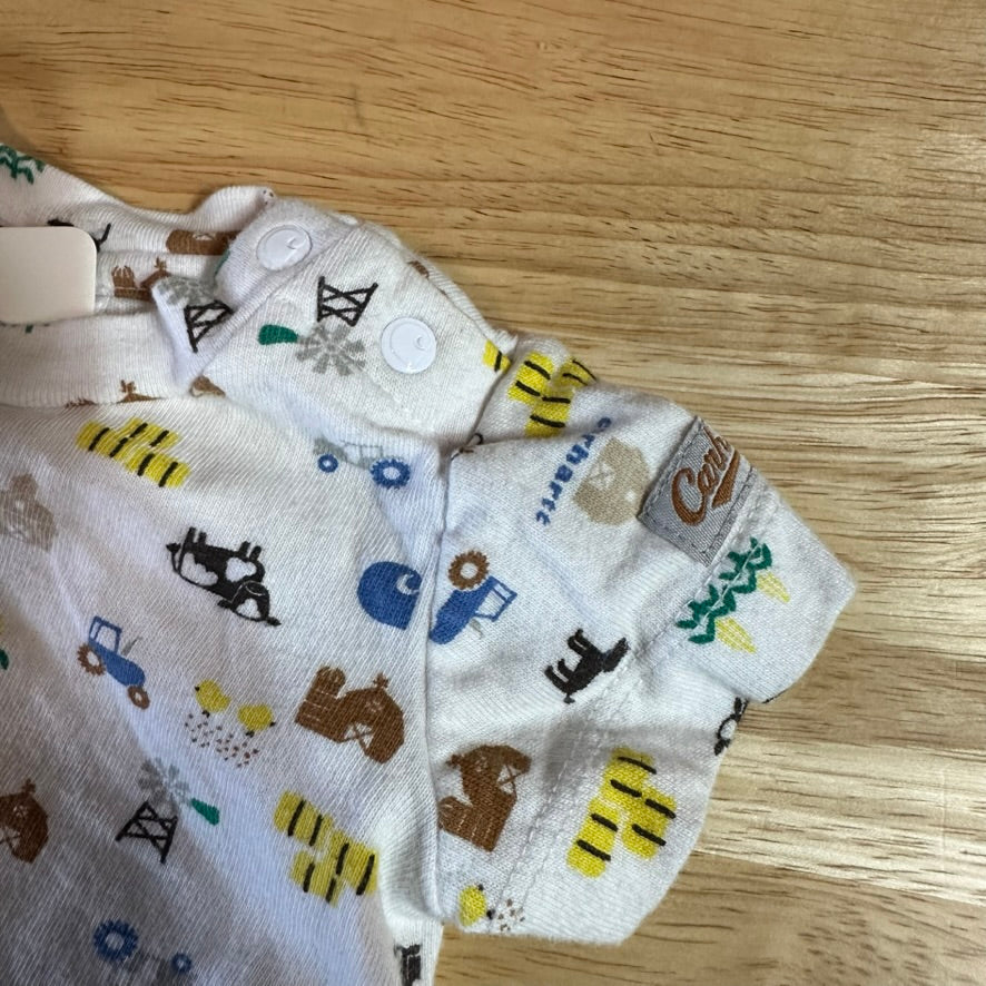 Carhartt Short Sleeve White Bodysuit one piece Cotton Boys 3M Trucks