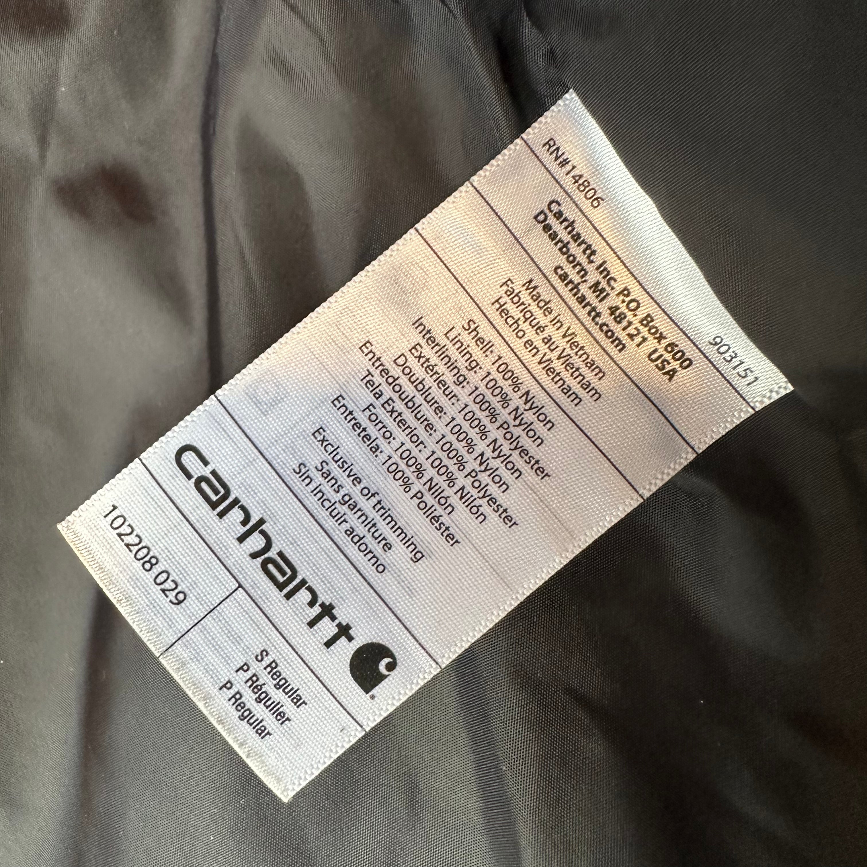 Carhartt Mens Small Black Rain Defender Jacket