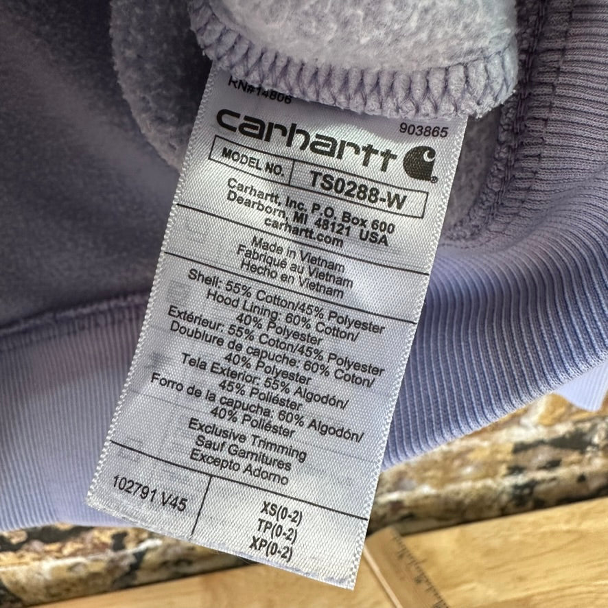 Carhartt Womens XS Purple Hoodie Casual Sleeve Spellout midweight