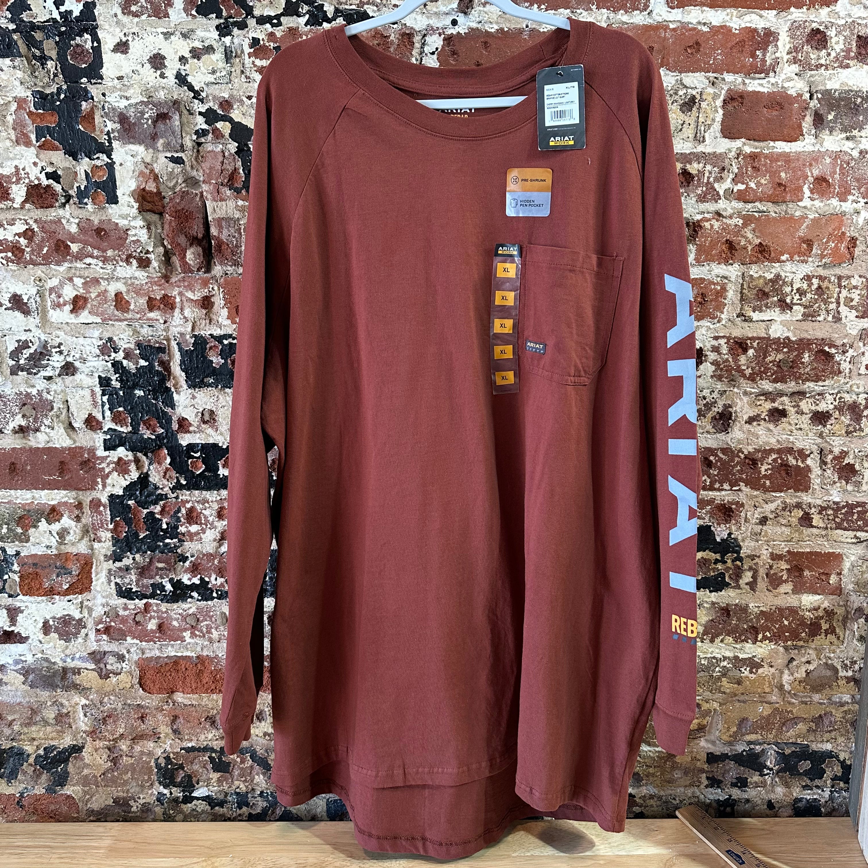 Ariat Rebar Men's XL L/S Cherry T-Shirt NEW
