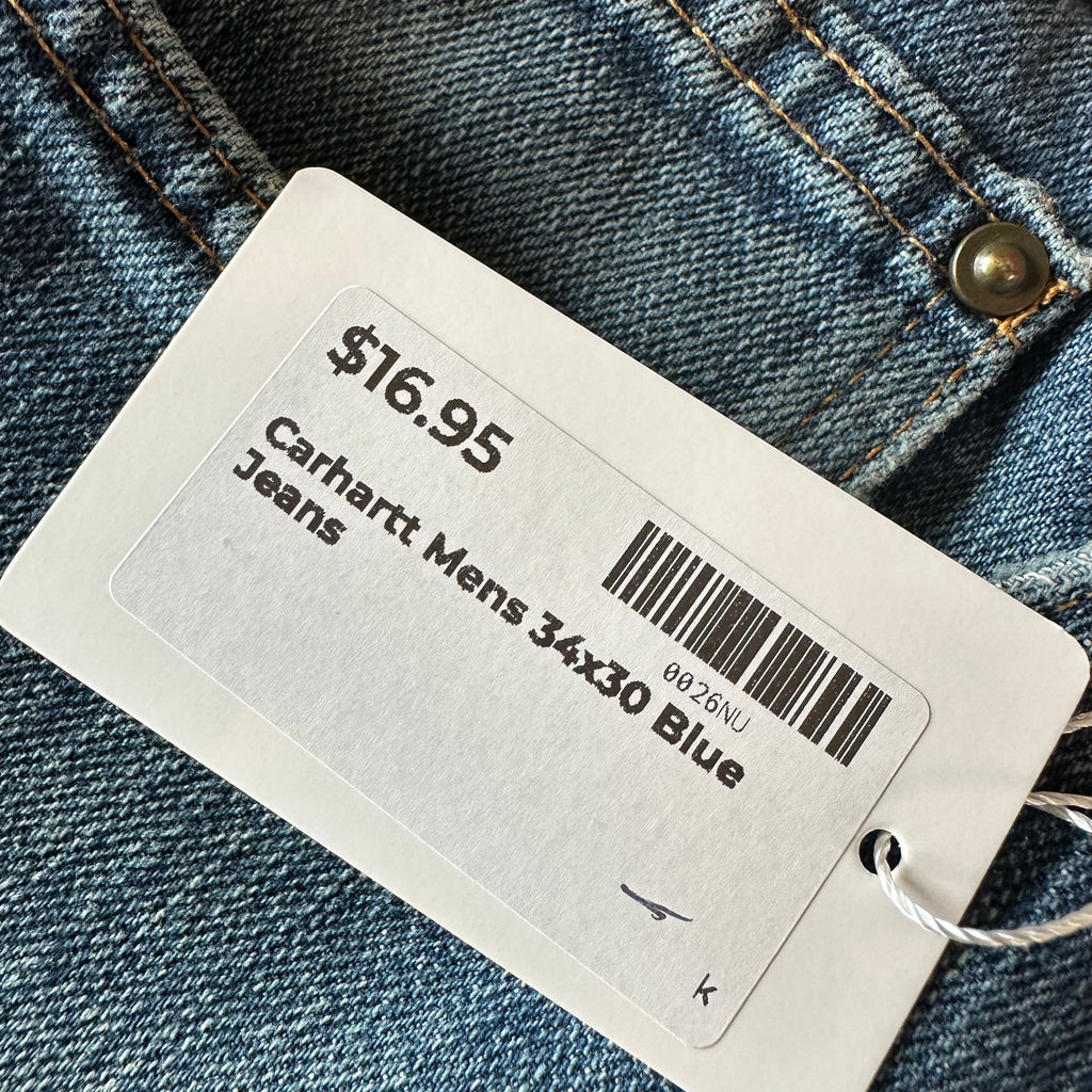 Carhartt Mens 34x30 Blue Jeans