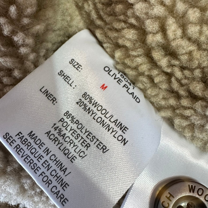 Woolrich Vest Mens Medium Wool Green Plaid Sherpa Lined Zipper Outdoor