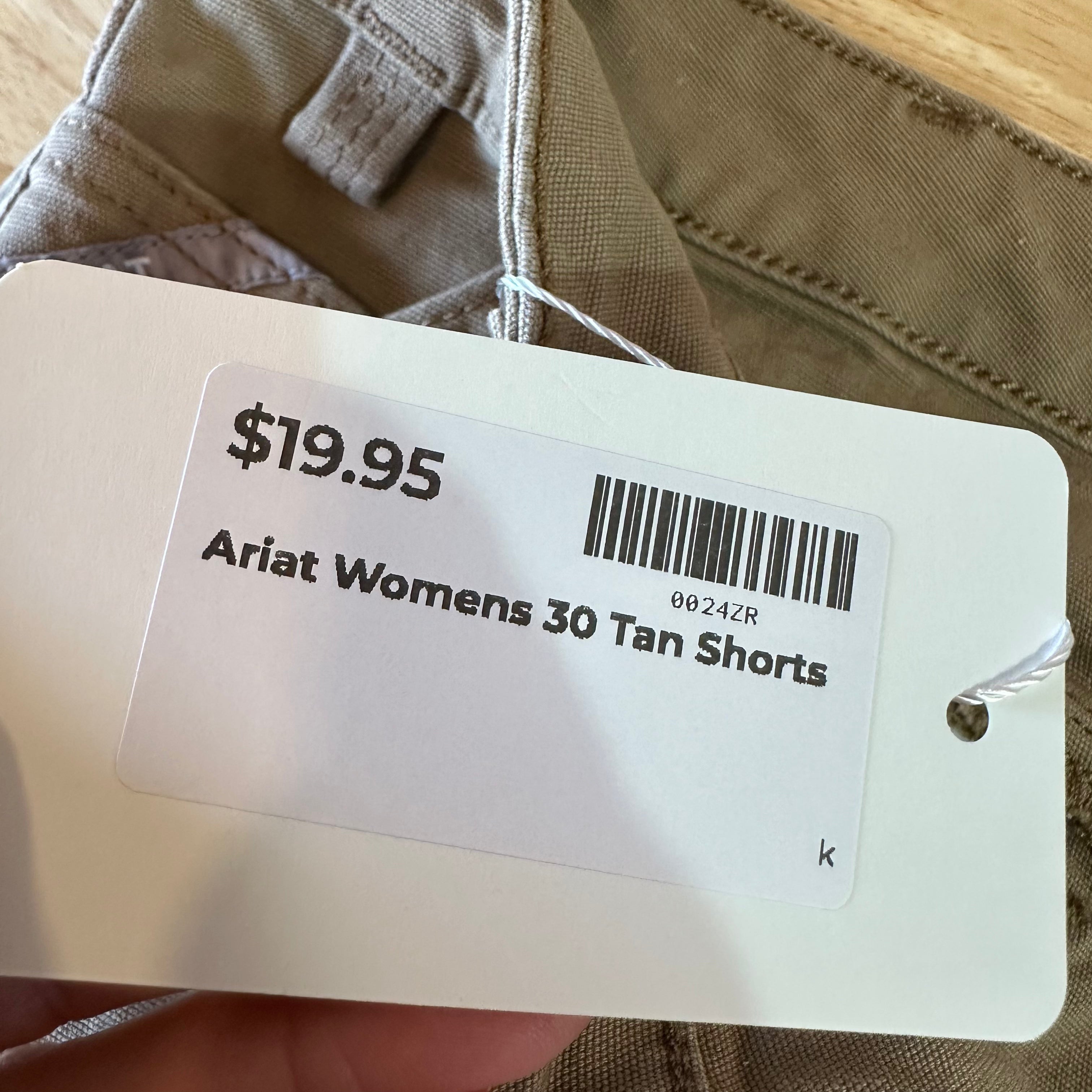 ARIAT REBAR Made Tough Work Shorts Carpenter Tan Perfect Rise Womens 30 (33x6)