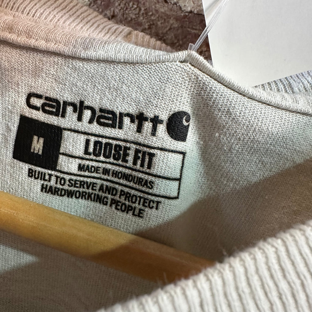 Carhartt Men's Medium Long Sleeve T Shirt White Loose Fit Logo