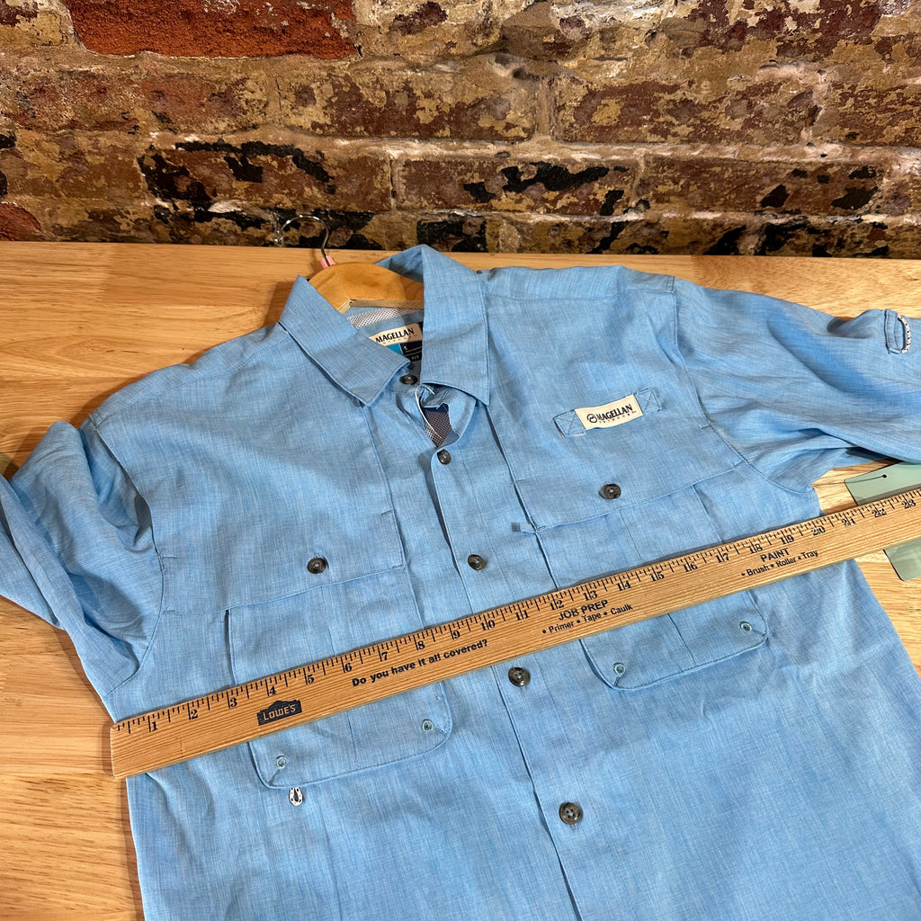 Magellan Shirt Mens Small Long Sleeve Button Down Fish Gear Blue NEW