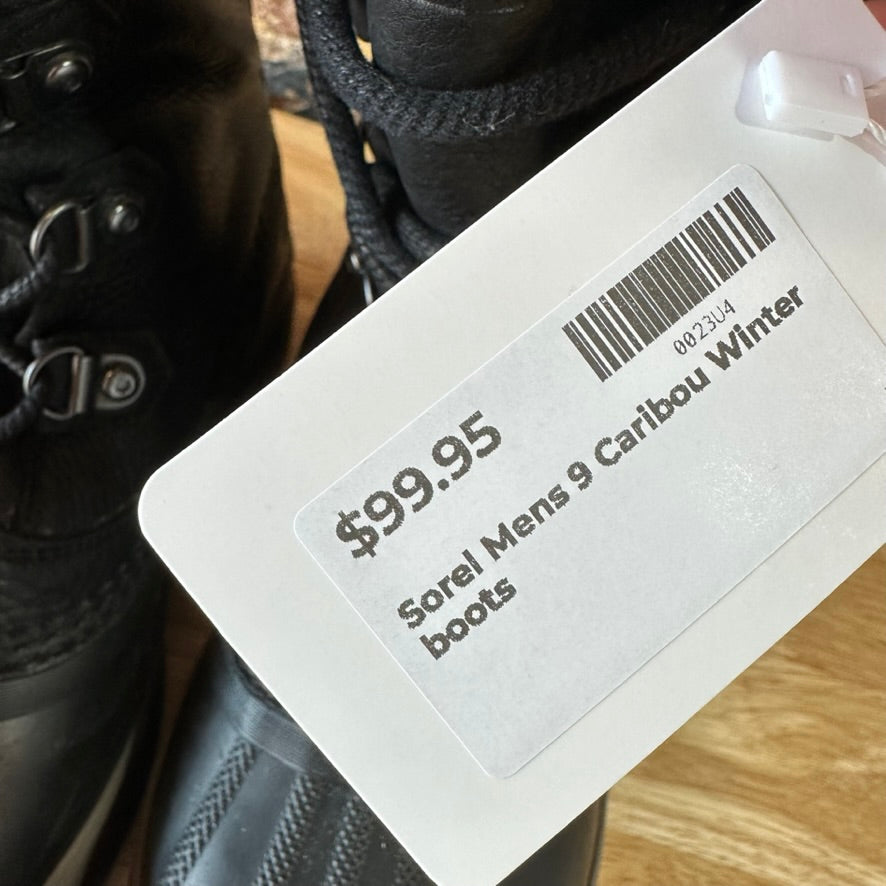 Sorel Caribou Waterproof Leather Insulated Black Boots NM3907-010 Men’s Sz 9