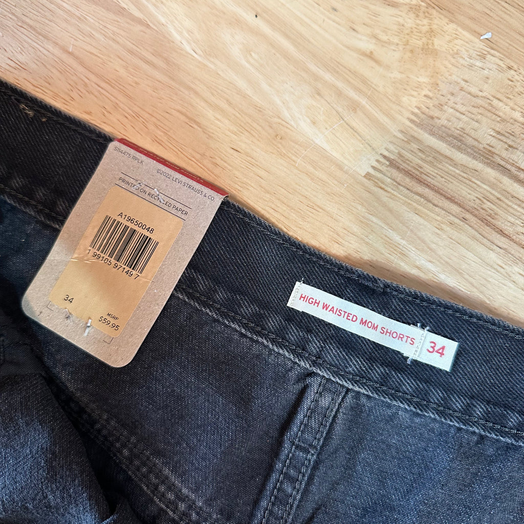 Levi's Black Denim Jean Shorts Womens 34 NEW