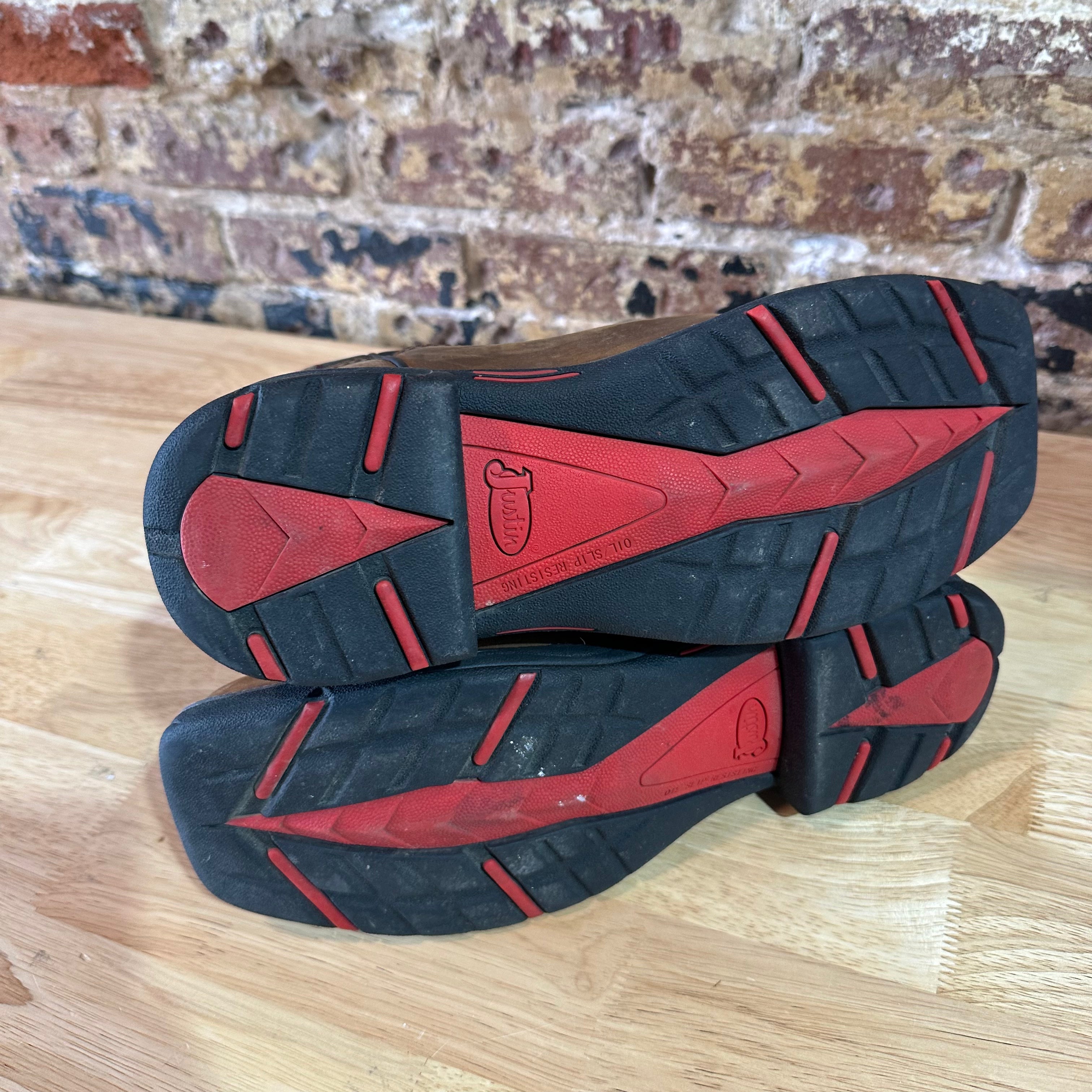 Justin WK4337 Mens Brown Black Leather Waterproof Comp Toe Work Boots Sz 10 D