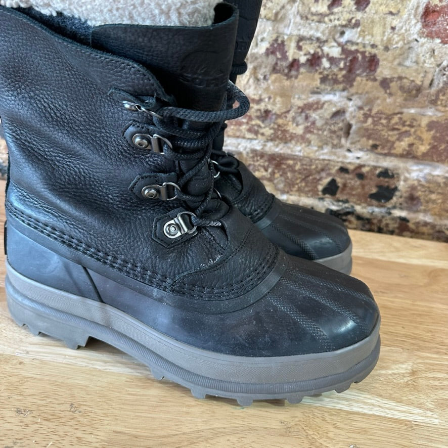 Sorel Caribou Waterproof Leather Insulated Black Boots NM3907-010 Men’s Sz 9