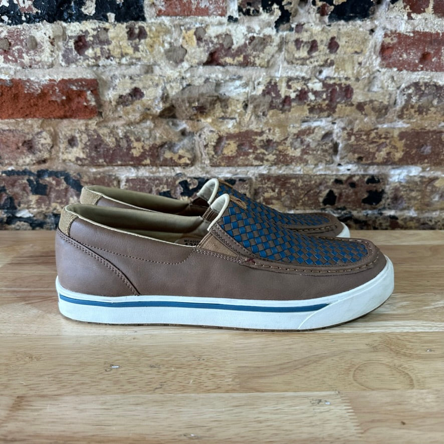 Twisted X Casual Shoes Mens Driving Mocs 13 Checker Brown Blue