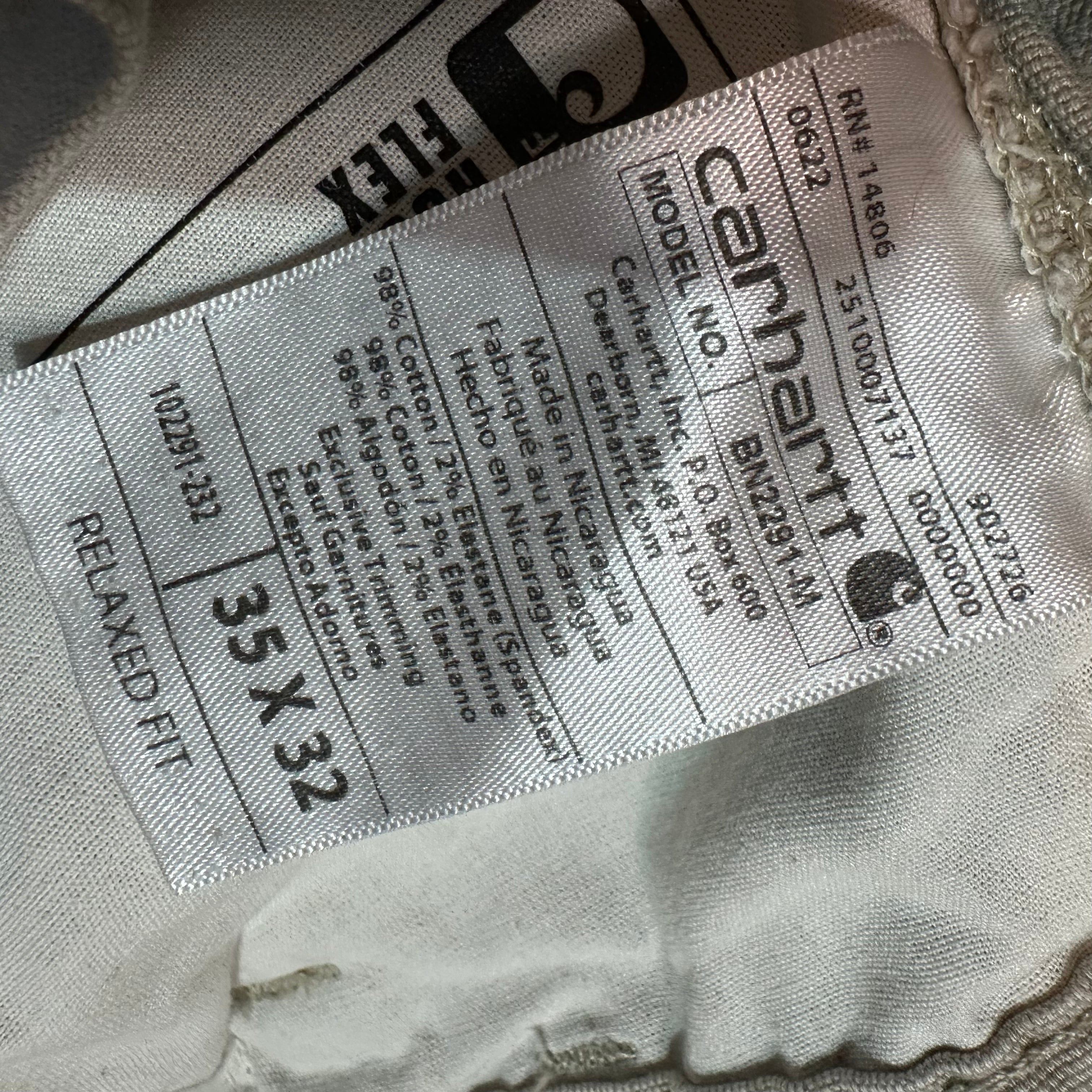 Carhartt Mens 35x32 Tan Pants
