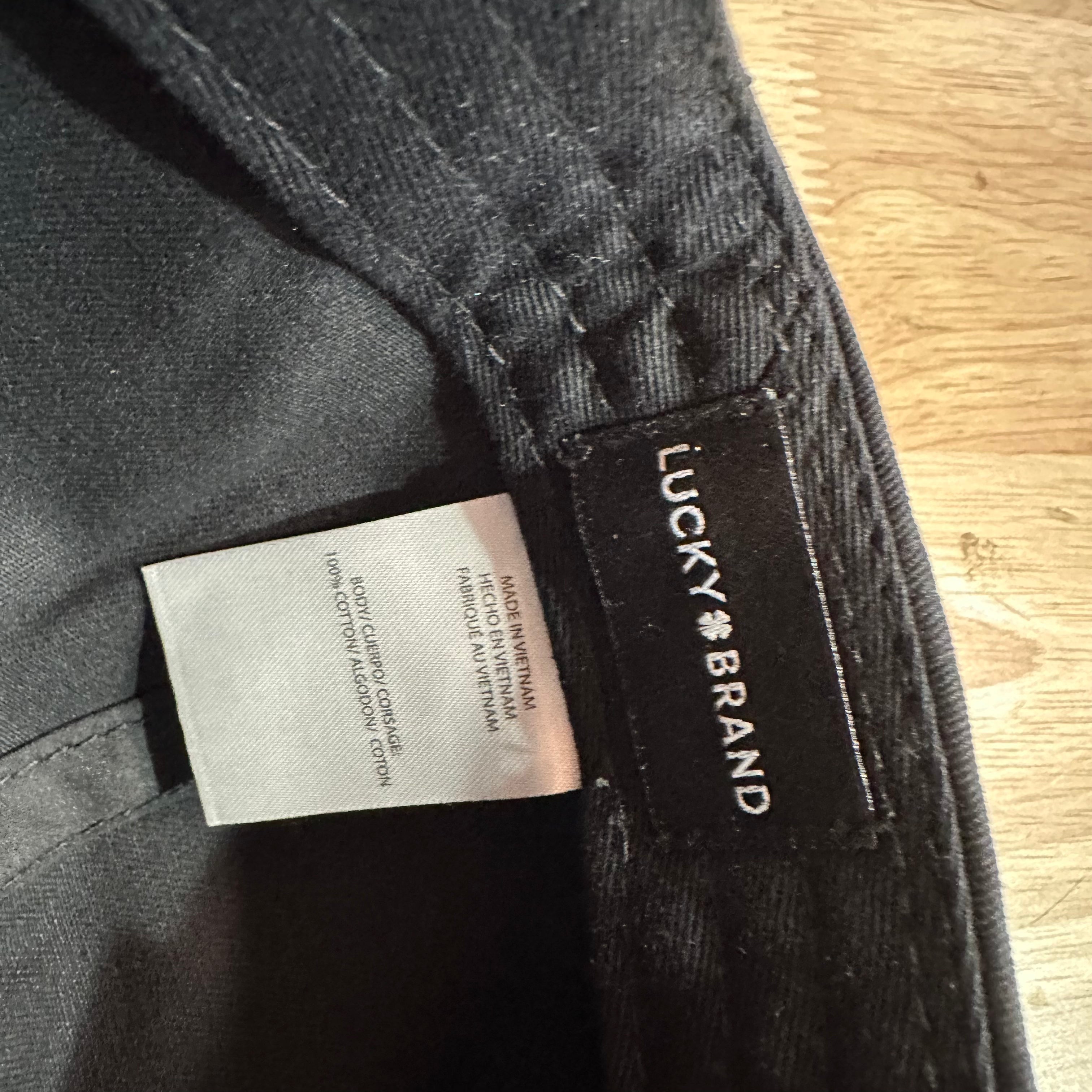 Lucky Brand Dungarees baseball Hat SnapBack black logo patch rope detail NEW