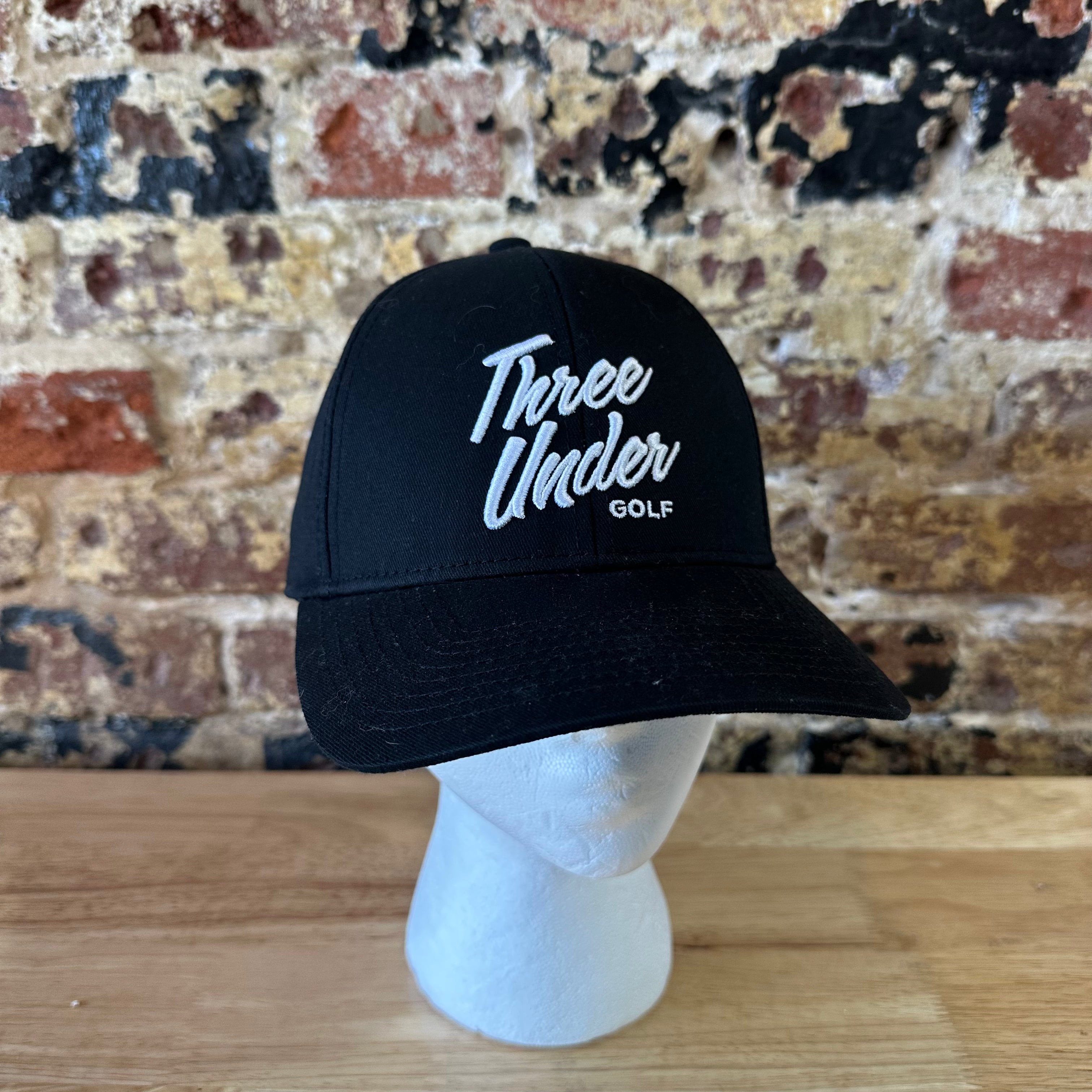 Three Under Black Golf Hat