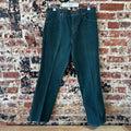 VTG Wrangler Mens Green Denim Pants Sz 34x30 Jeans Straight Leg Made in USA 936