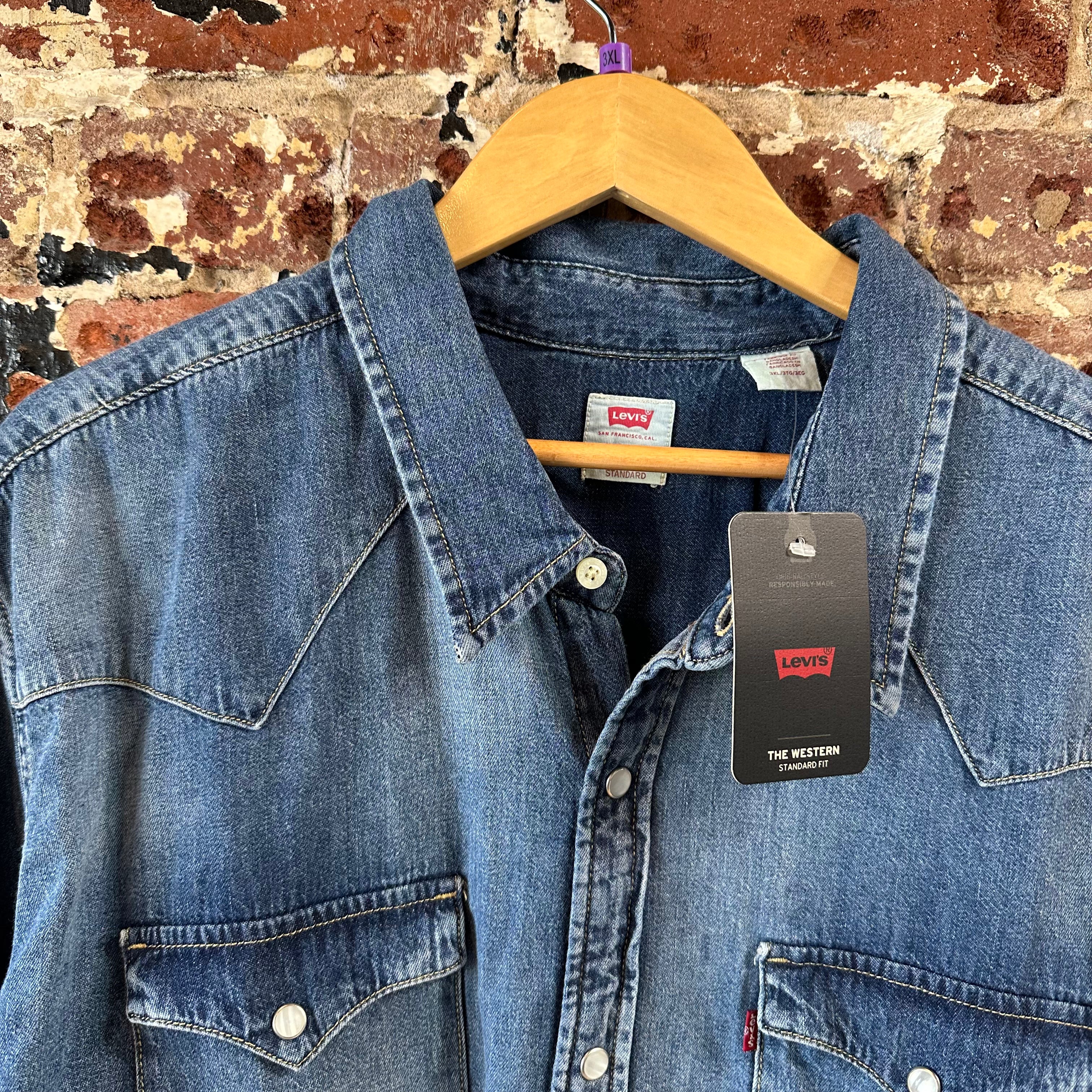Levi's Mens 3XL Pearl Snap Western Jean Shirt NEW