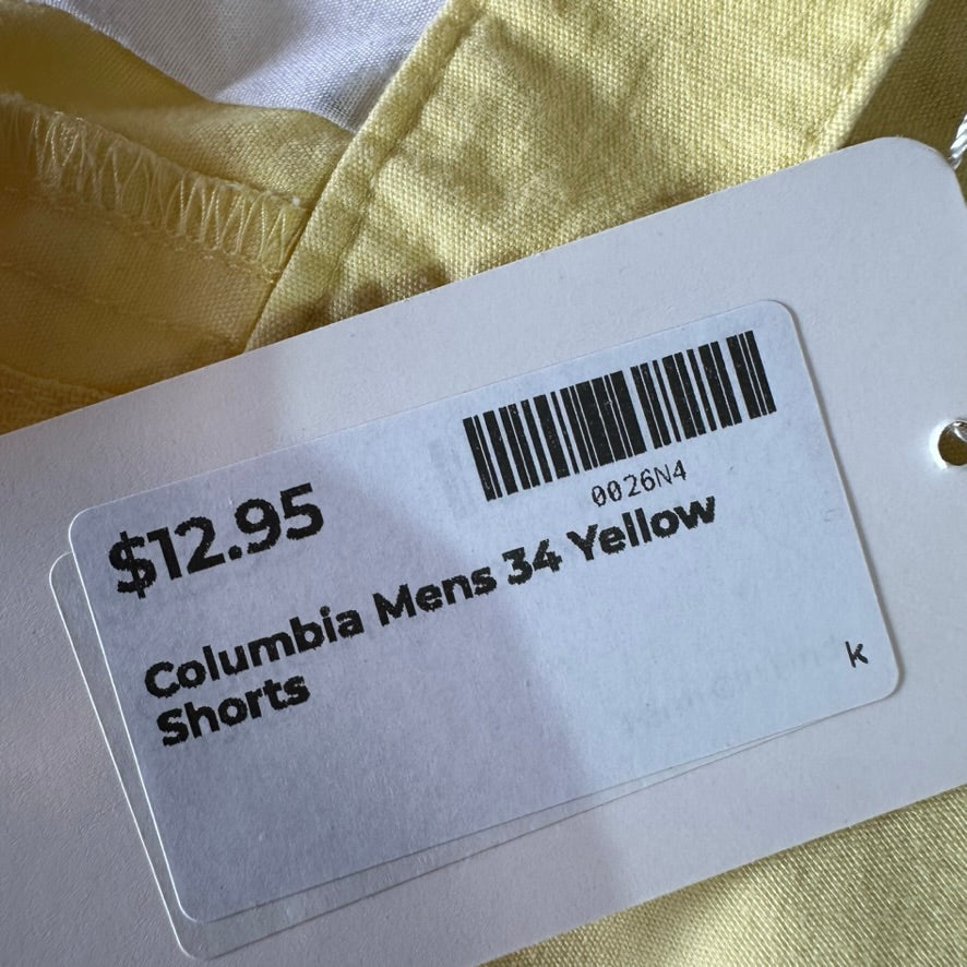 Columbia Mens 34 Yellow Shorts