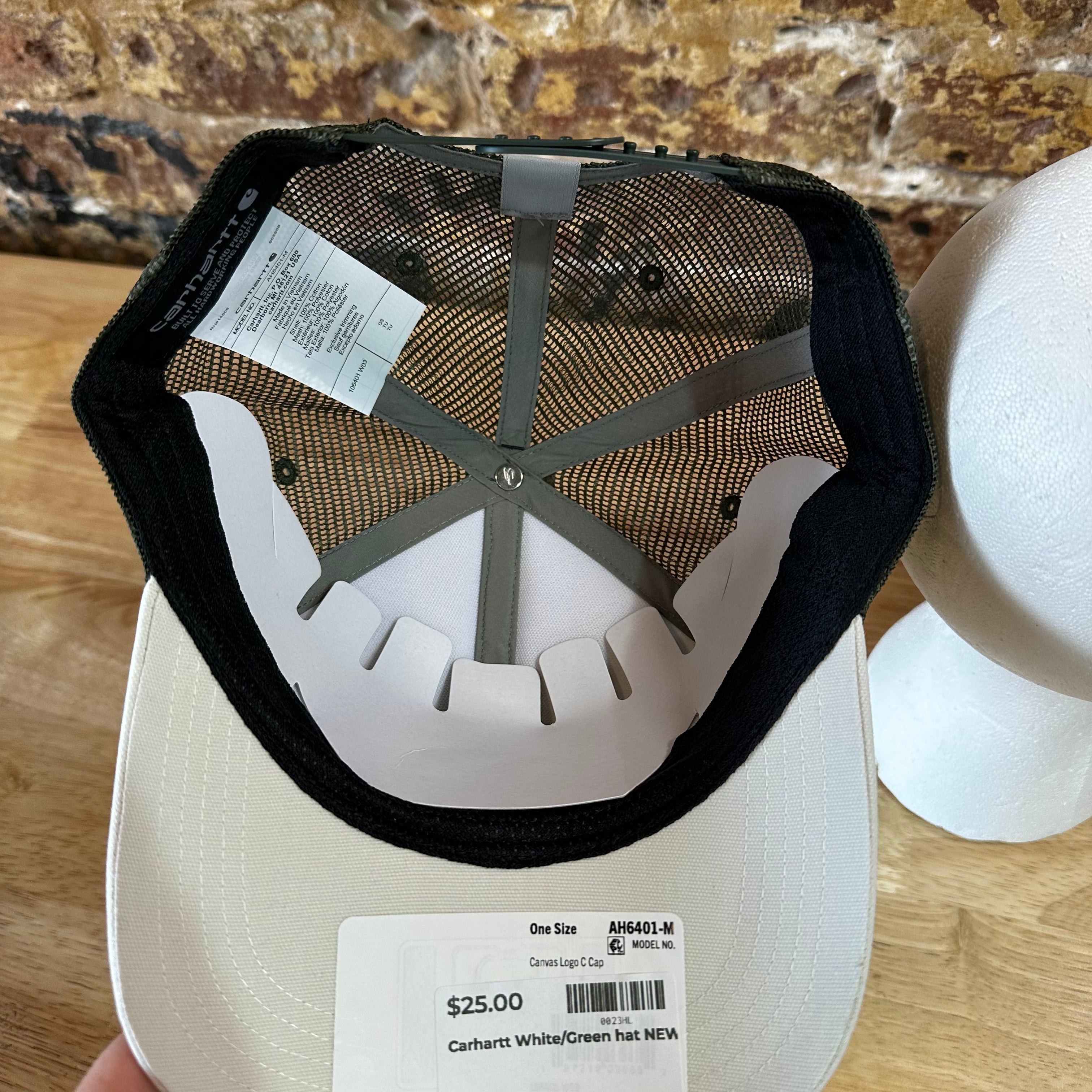 Carhartt Force Canvas Mesh-Back C Logo SnapBack Trucker Hat White Green New