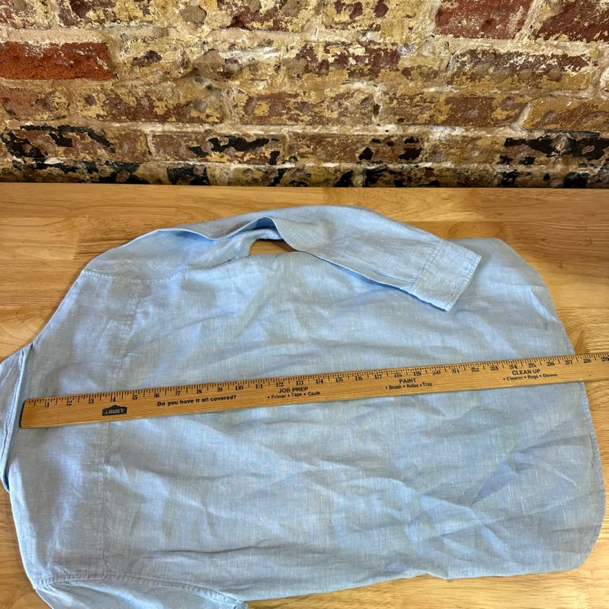Southern Tide Womens XS 1/4 Button Linen Shirt Blue long sleeve