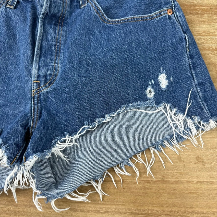Levi's Cut Off Denim Blue Jean Shorts Womens 32 Distressed - 32x3"