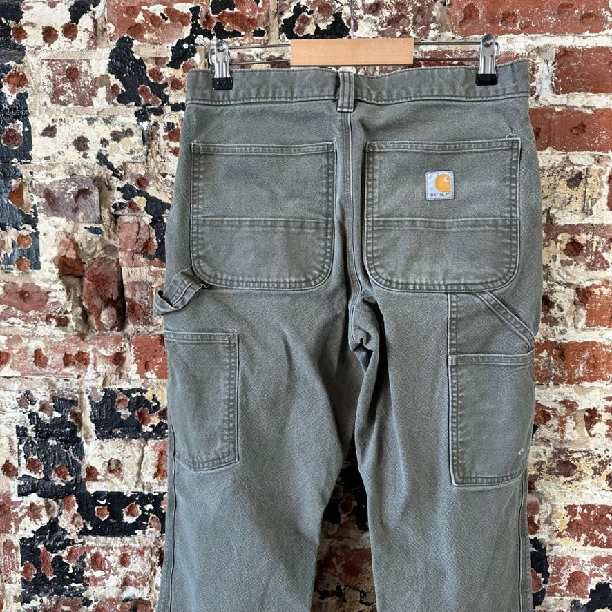 Carhartt Duck Utility Relaxed Fit Pants green rugged canvas work Mens 30x32