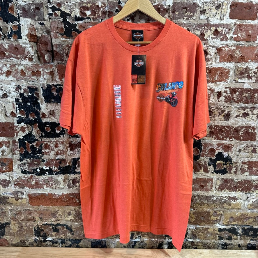Harley Davidson Men's 2XL Short Sleeve Orange T-Shirt NEW