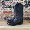 Lucchese 1883 Full Quill Ostrich Wingtip Mens 8 EE Black Cherry Cowboy Boots