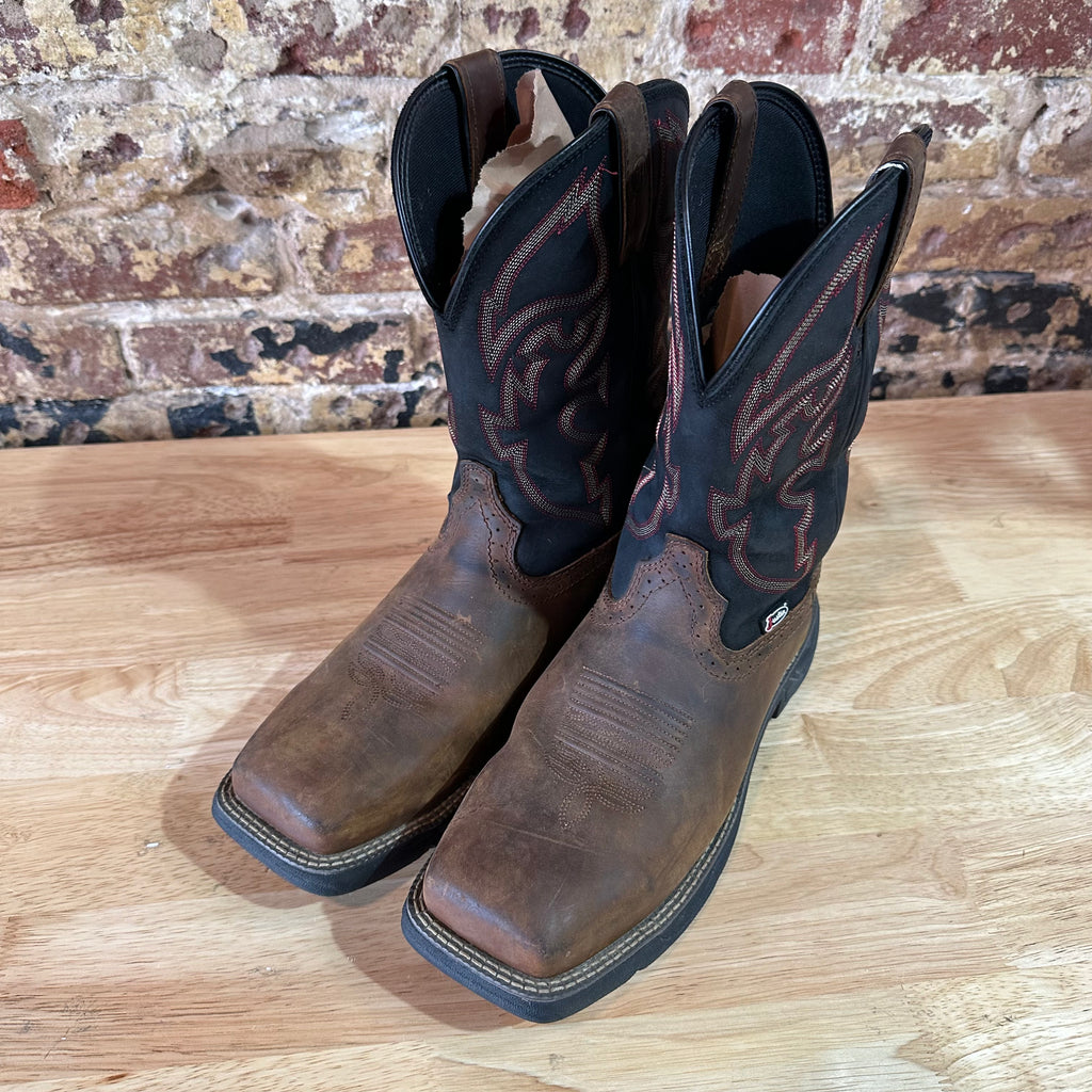 Justin WK4337 Mens Brown Black Leather Waterproof Comp Toe Work Boots Sz 10 D