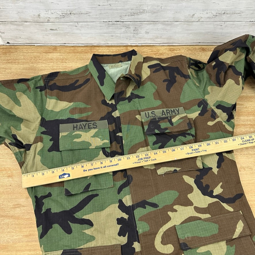 US Army Jacket Mens Medium Long Woodland Combat Coat Shirt