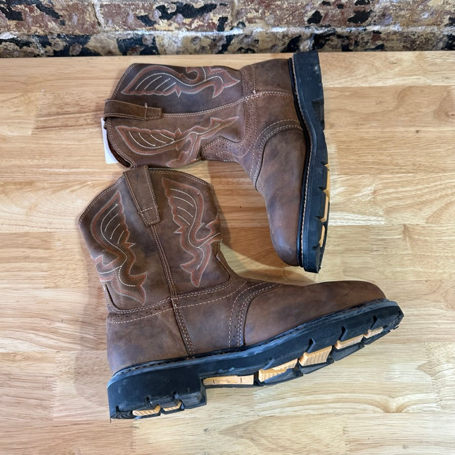 Cody James Brown Leather Western Cowboy Square Toe Mens Boots 10.5 EE Safety Toe