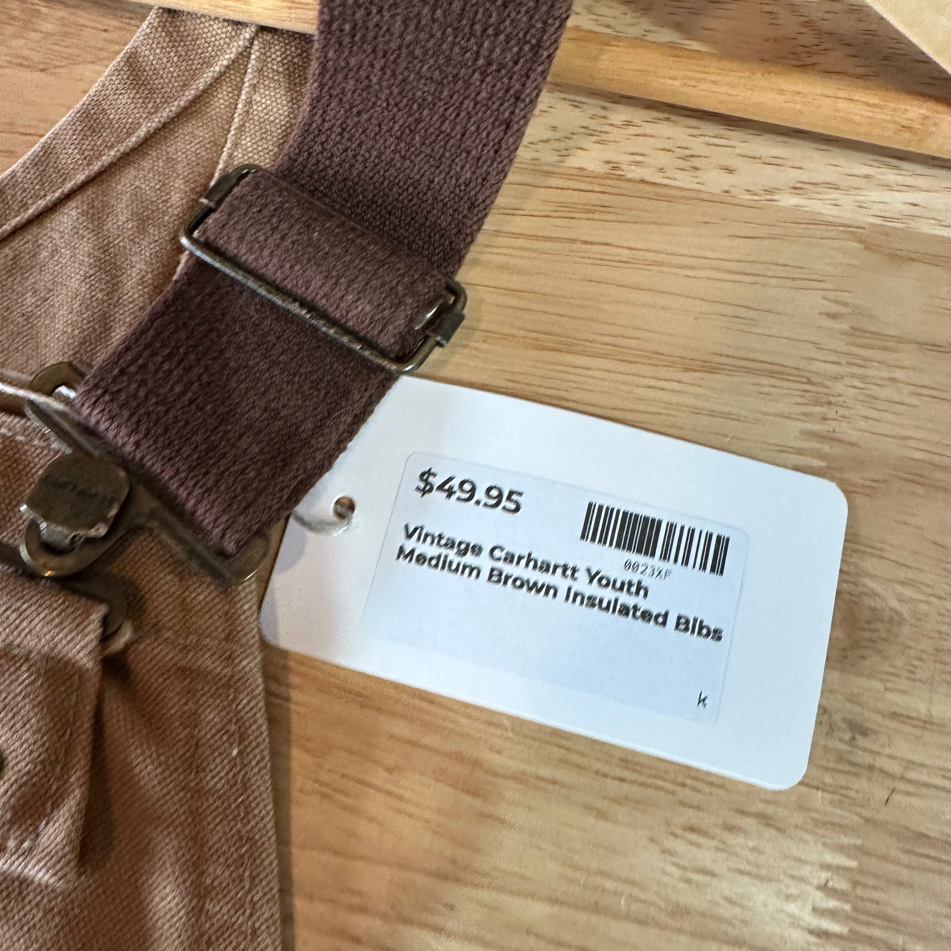 Vintage Carhartt Boy's Medium Brown Bib Insulated Overalls Double Knee Farm Bibs