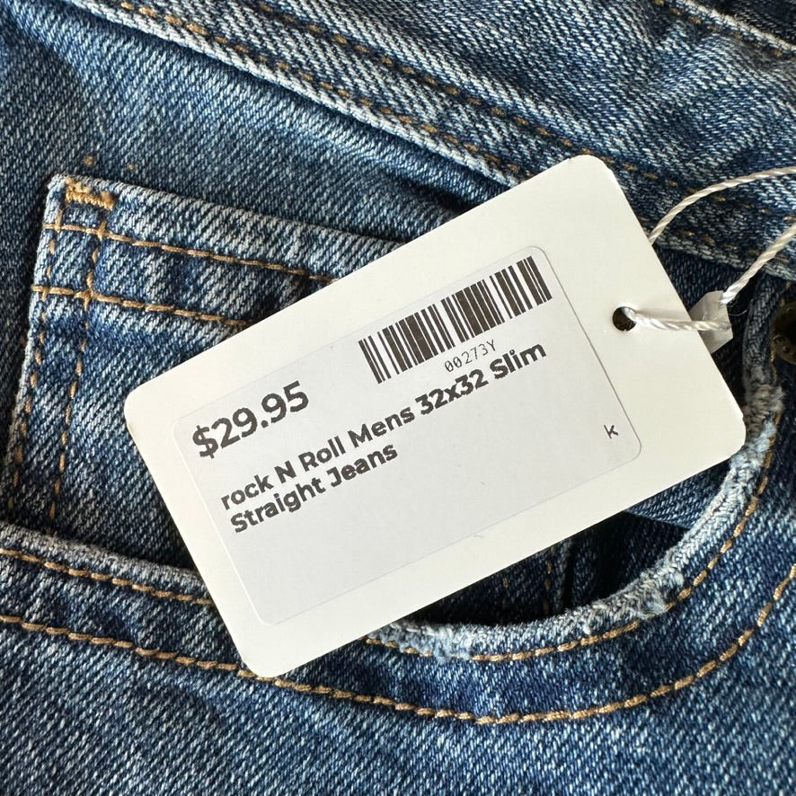 Rock N Roll Mens 32x32 Blue Jeans