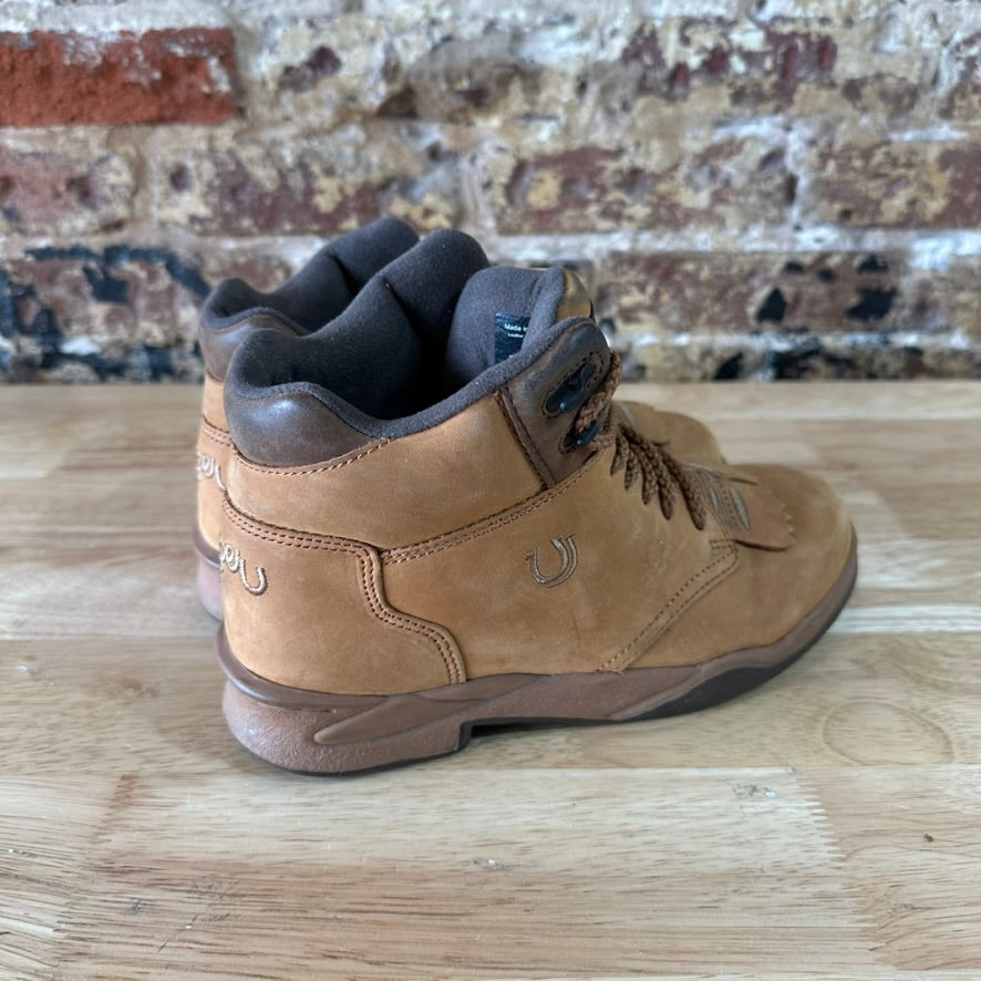 Roper Boots Womens Size 7 Brown Leather Lace Up Ankle Kiltie Horseshoes Western