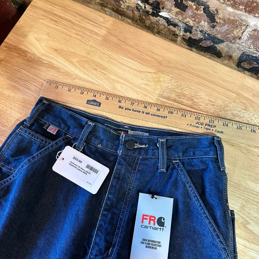 Carhartt FR Carpenter utility Mens 28X34 Blue Relaxed Work Loose FRB13 DNM New