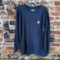 Carhartt Men's XL Loose Fit Long Sleeve T Shirt Blue Pocket T