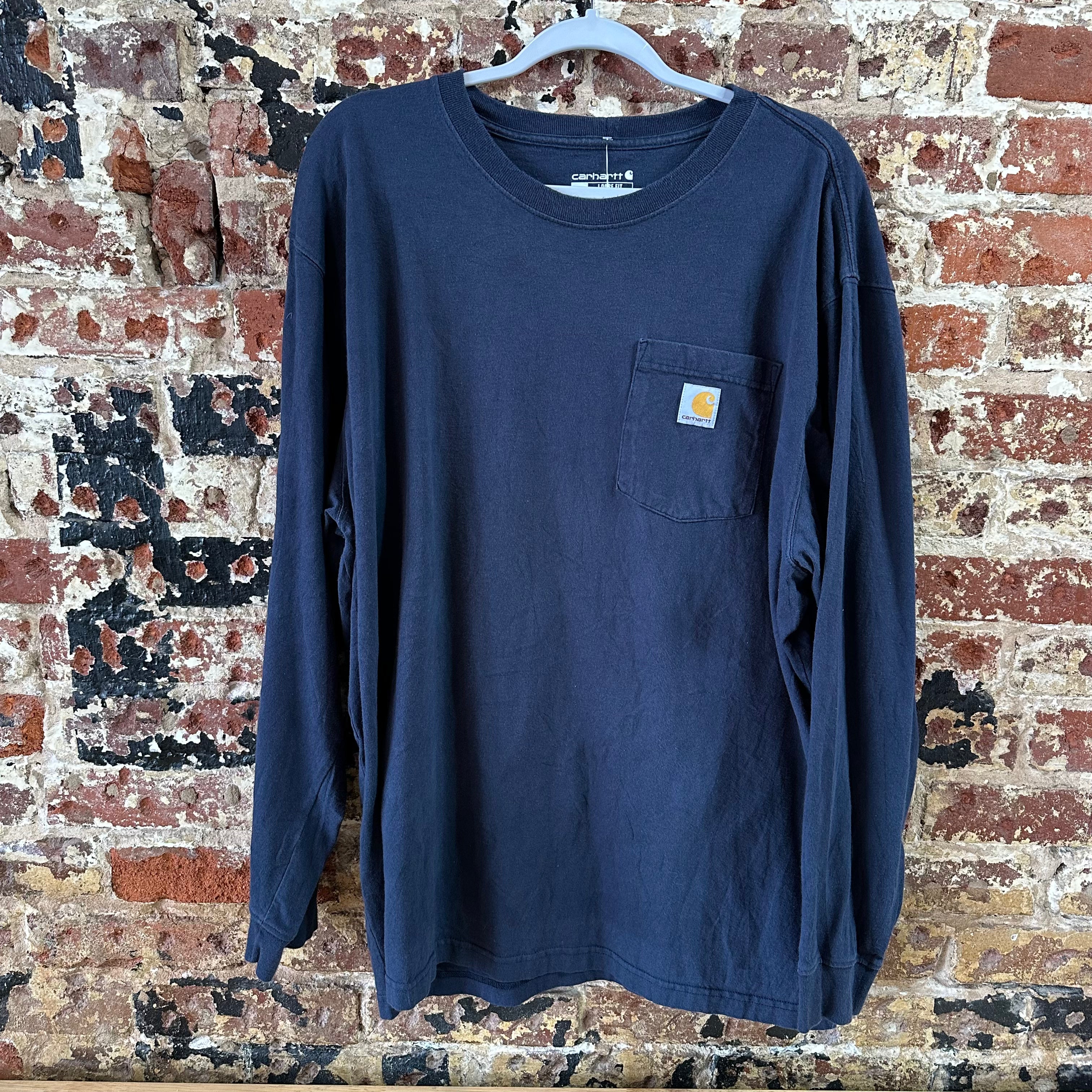 Carhartt Men's XL Loose Fit Long Sleeve T Shirt Blue Pocket T