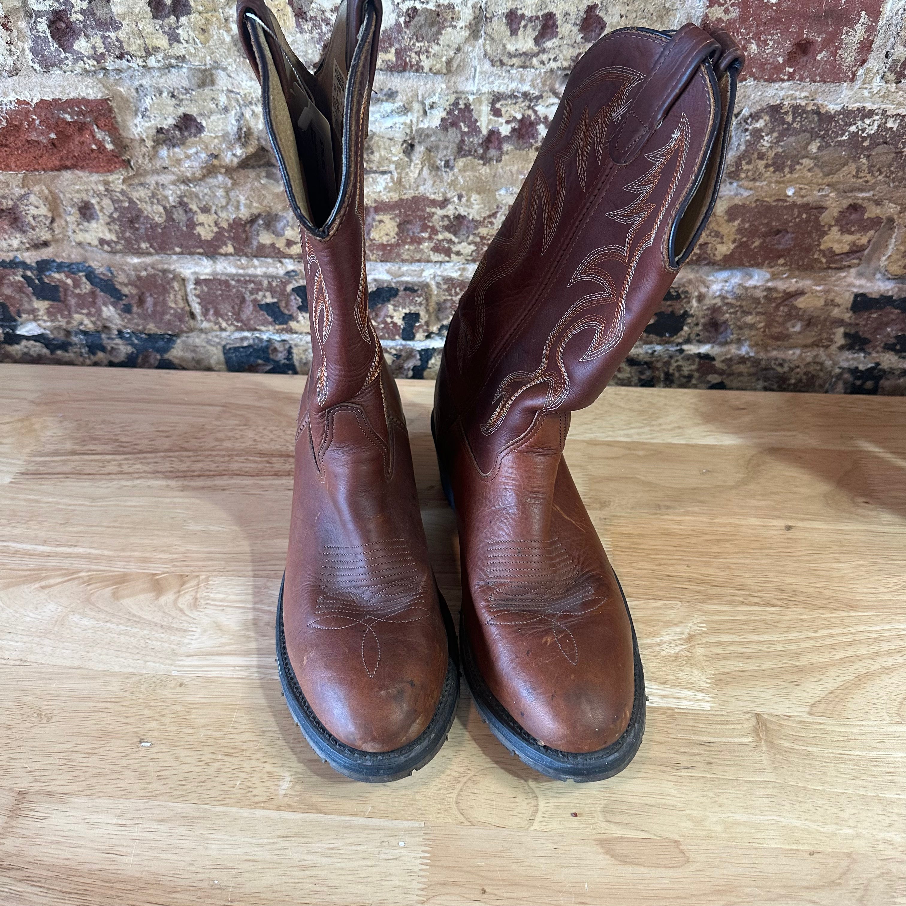 Double H Brown Leather Western Cowboy Boots Mens 9D