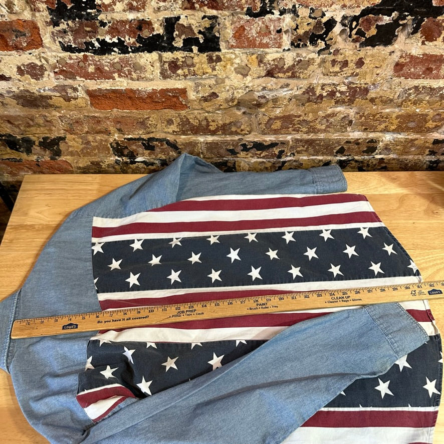 VTG Wrangler Mens Medium Western Flag Shirt