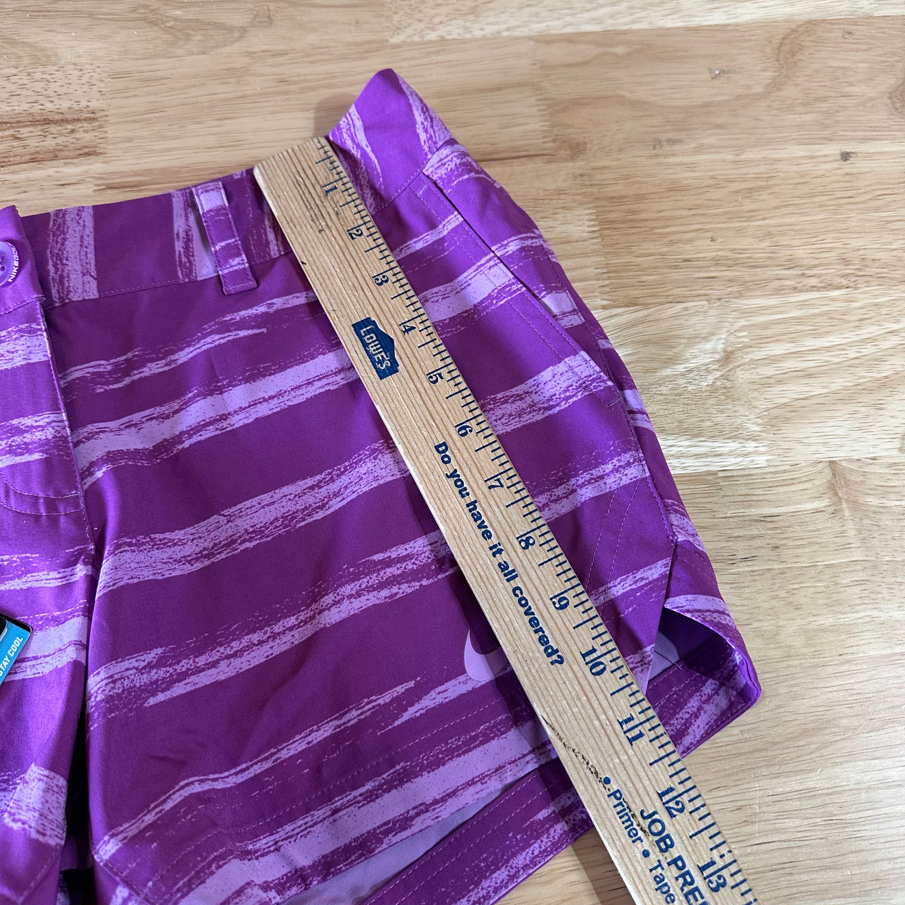 Nike Golf Shorts Purple Striped Tour Performance Womens 4 NEW 28x4"