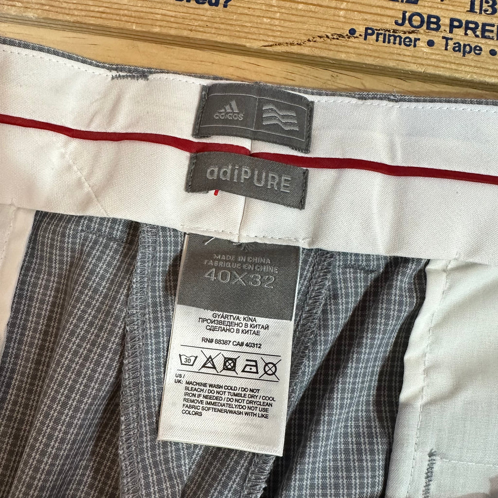 Adidas Golf Pants Men's 40x32 Gray Performance Chino Madi P Check NEW
