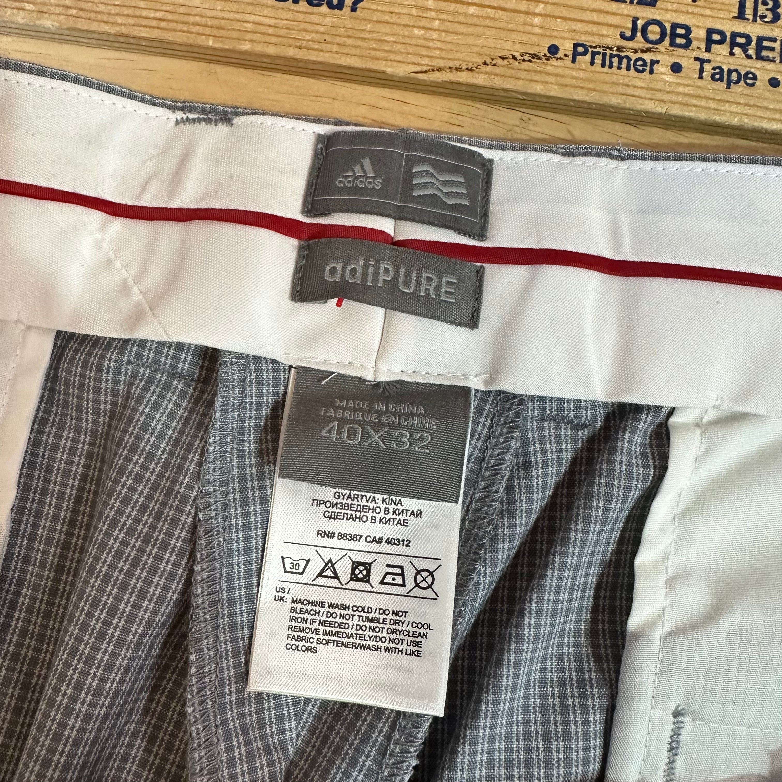 Adidas Golf Pants Men's 40x32 Gray Performance Chino Madi P Check NEW