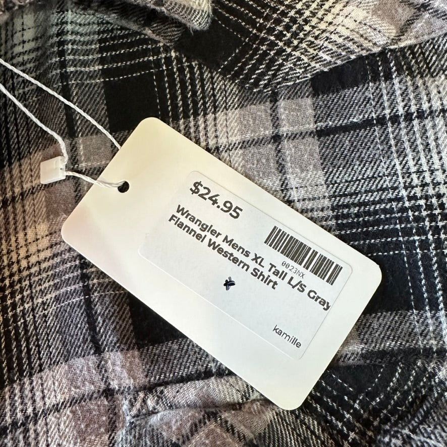 Wrangler Wrancher Flannel Shirt Mens XLT Pearl Snap Button Long Sleeve Plaid
